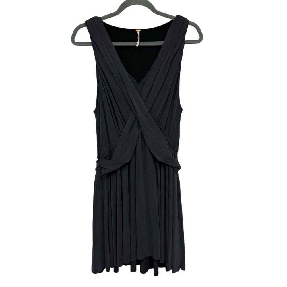 Free people drape cupro black mini dress size medium
